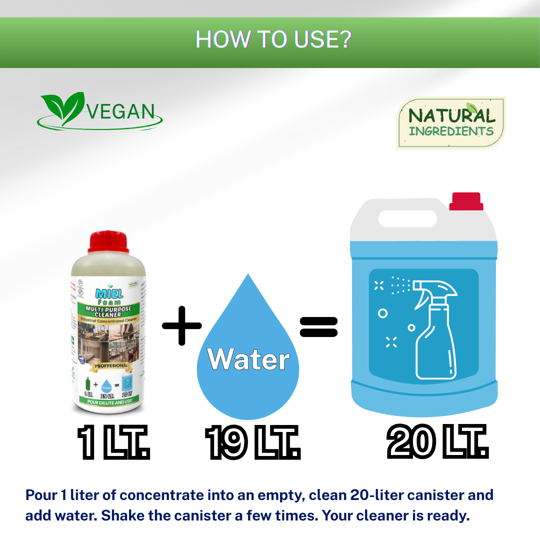 Miel Foam indusrial multi purpose cleaner high concentrate plant based vegan natutal cleaner